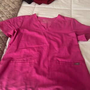Figs Vivid Pink Scrub Top